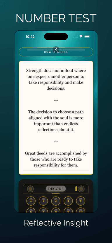 Number Test metaphorical result screen